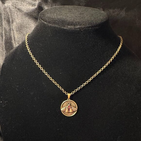 Vintage Gold Tone Moth Pendant Necklace | Inspirational "Always Find the Light" - Picture 5 of 6